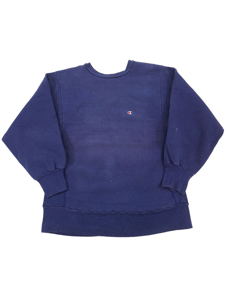 80's プリントタグ チャンピオンRW 無地 青紫 表記(L) USA製 内縫い