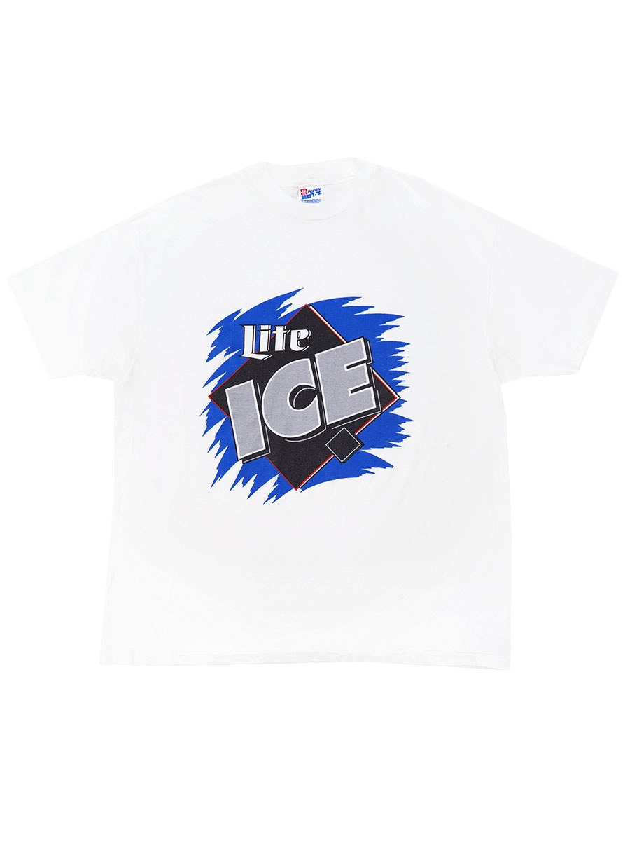90's Hanes ''Miller Lite ICE'' プリントTシャツ ホワイト 表記(XL) USA製