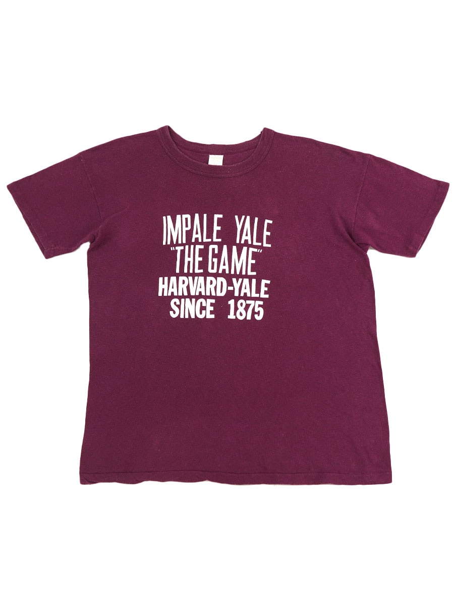 70's～ ''HARVARD-YALE'' 4段プリント バインダーネックTシャツ  表記(L)