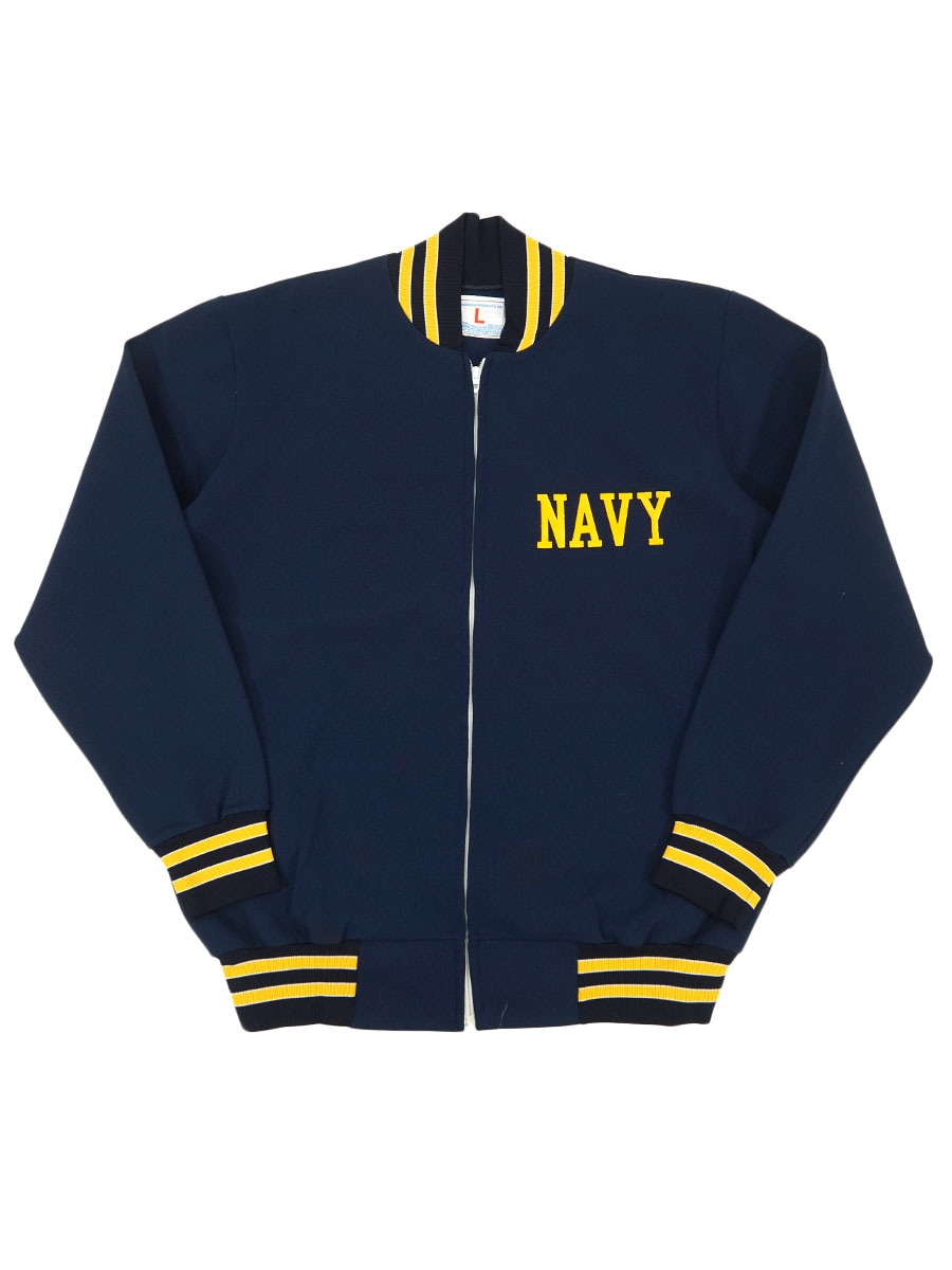 70's チャンピオン ''NAVY'' リブライン フルスジップ ナイロンジャケット ネイビー 表記(L) USA製