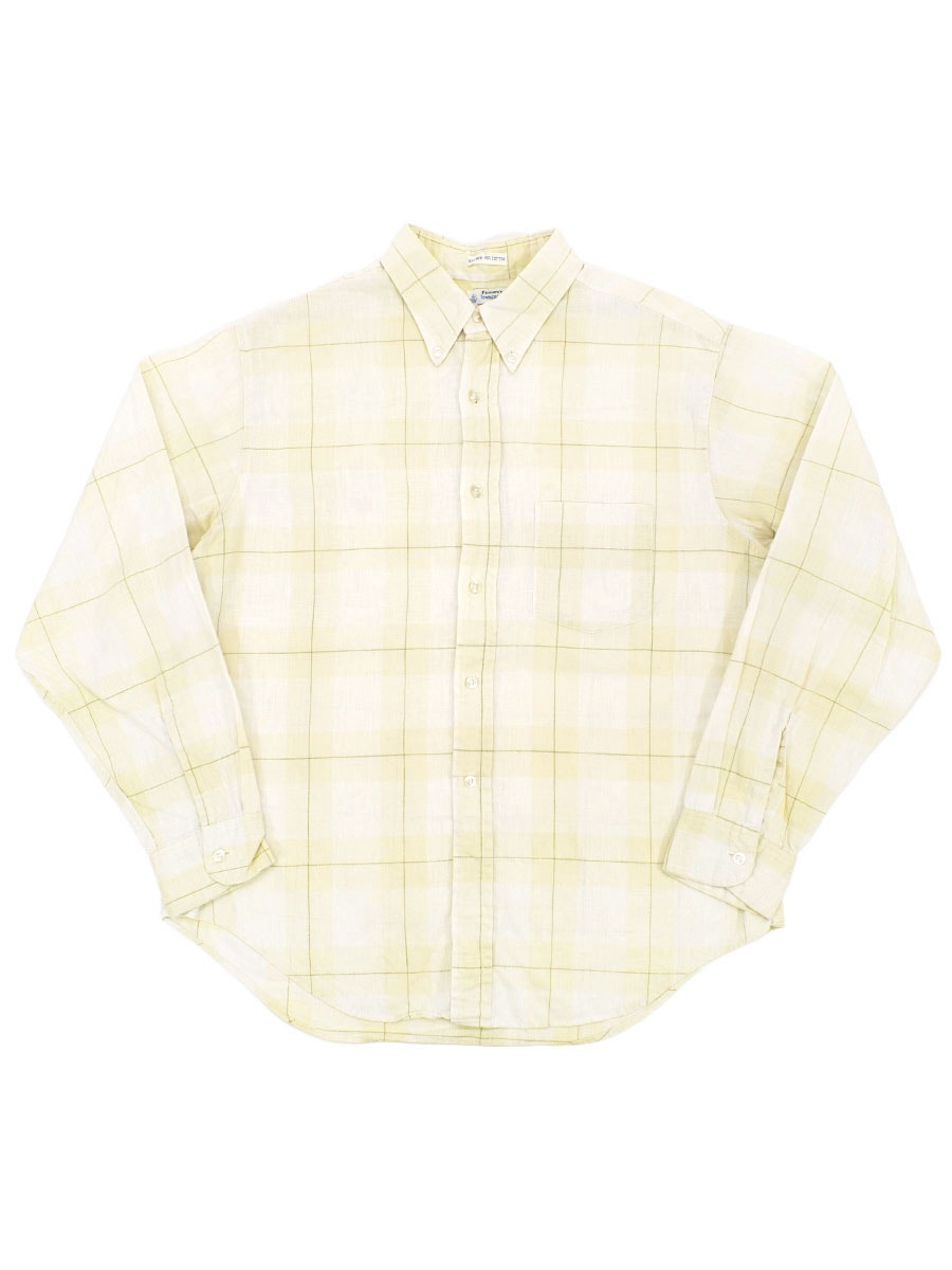 60's PENNEY'S TOWNCRAFT 好配色チェック 3点留め L/S ボタンダウンシャツ クリームイエロー 表記(L)