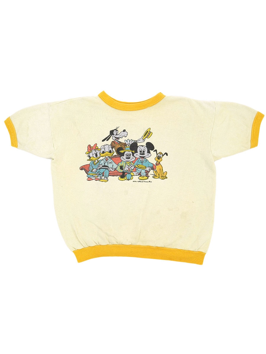 60's ディズニーキャラクタープリント 半袖スウェット クリーム