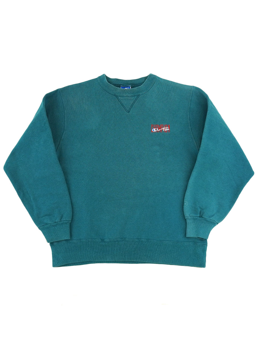 90's チャンピオン 刺繍ロゴ 前Vスウェット 表記(L) ティール | SOLD