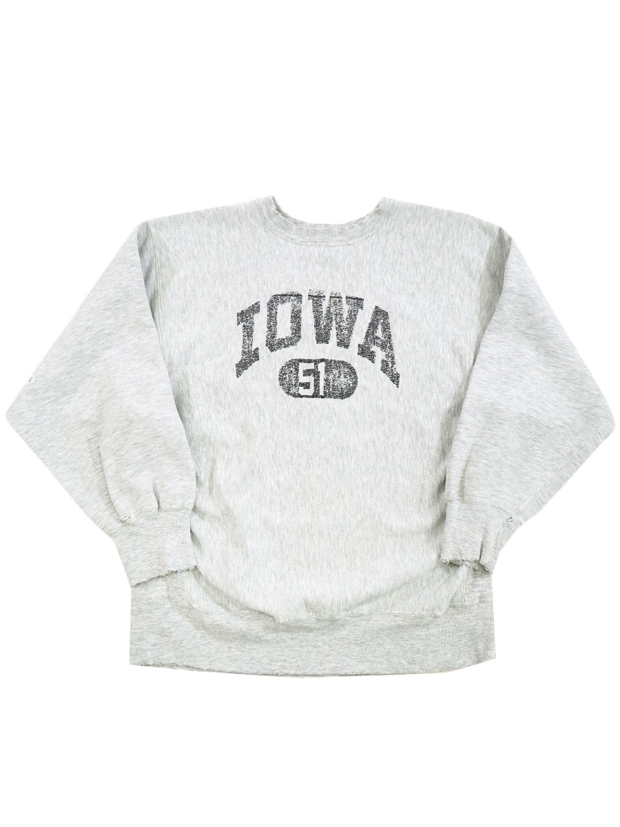 80's プリントタグ チャンピオンRW ''IOWA #51'' 黒プリント 表記(XL)