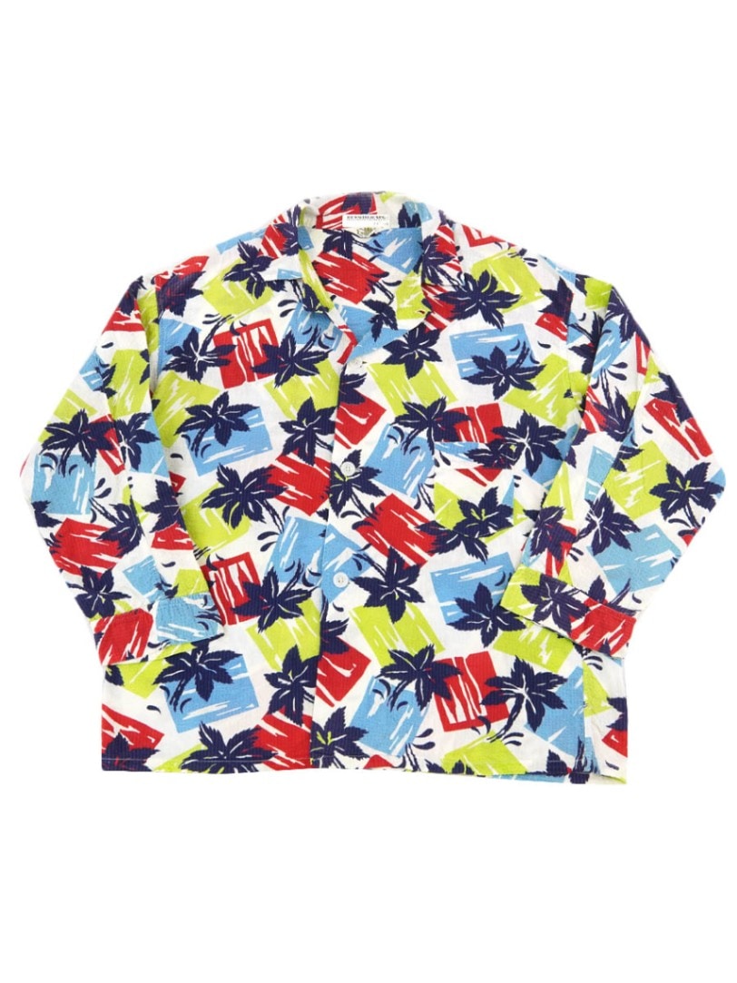 50's BRENT ループカラー シアサッカー ロングスリーブシャツ 総柄 実寸(L位)