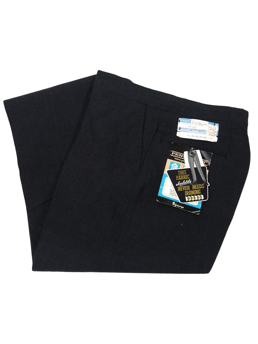 60s Deadstock マックイーンパンツ コットン100 ブラックフリスコ 60's～ Penney's TOWNCRAFT PENN-PREST マックイーンパンツ チャコール