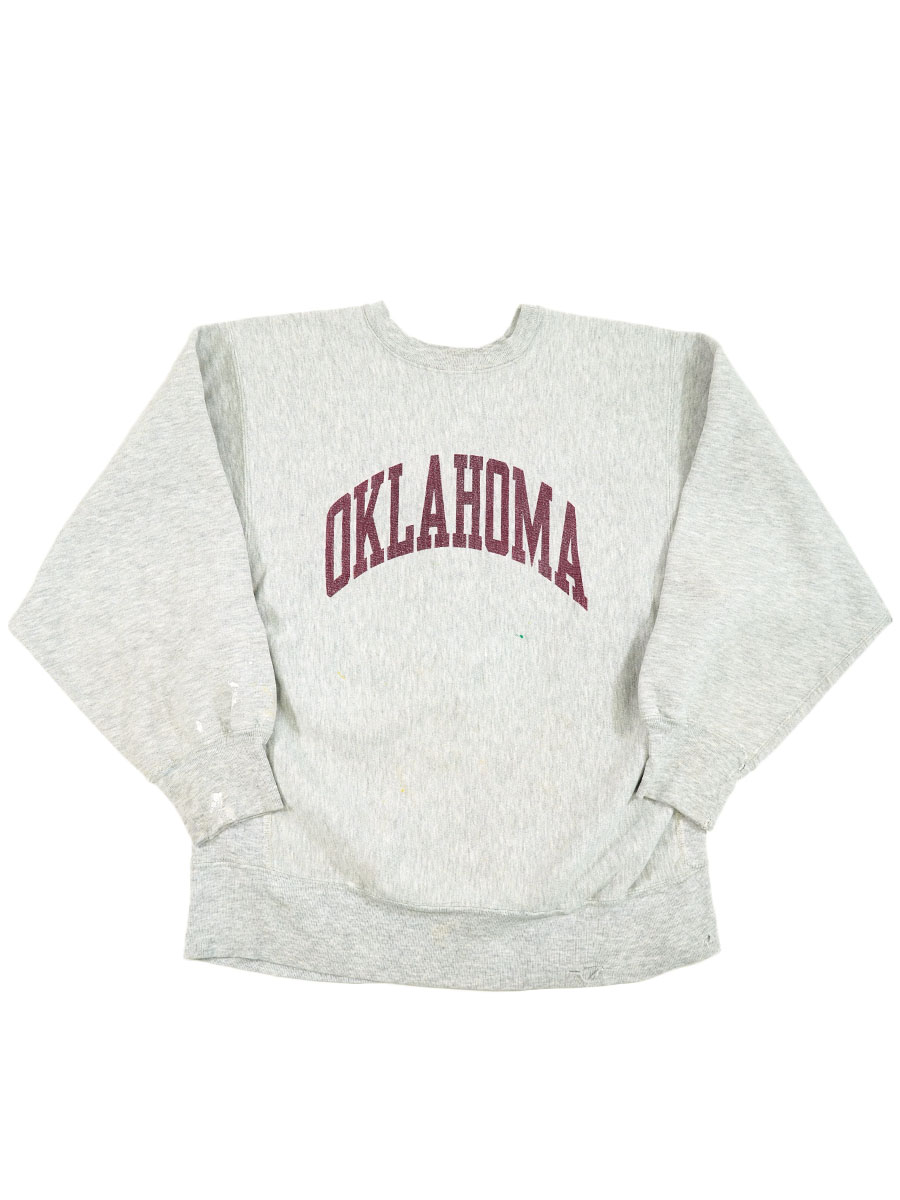 80's プリントタグ チャンピオンRW ''OKLAHOMA'' 染み込み 表記(XL)