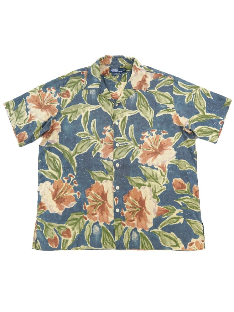 ラルフローレン VINTAGE CAMP コットン×リネン S/Sシャツ 表記(L