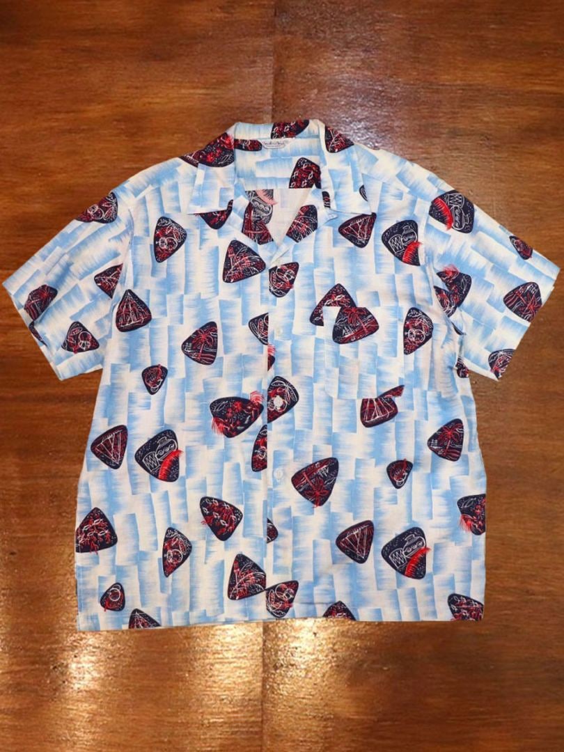 1950s COTTON HAWAIIAN SHIRT, Size L