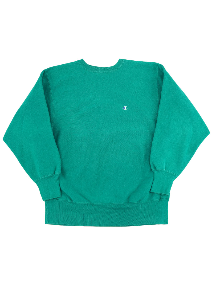 90's 刺繍タグ チャンピオンRW 無地 エメラルドグリーン 表記(XL) USA