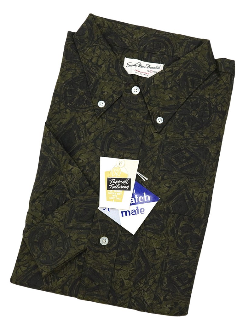 50's～ Sandy Mac Donald 総柄 3点留め L/S ボタンダウンシャツ 表記(L) DEAD