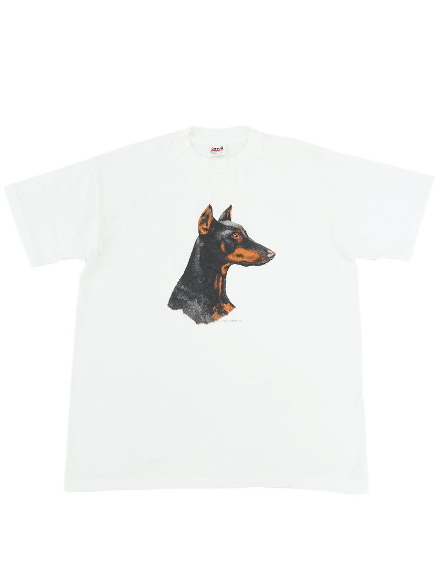 90's anvil ''ドーベルマン'' ドッグプリントTシャツ 表記(L