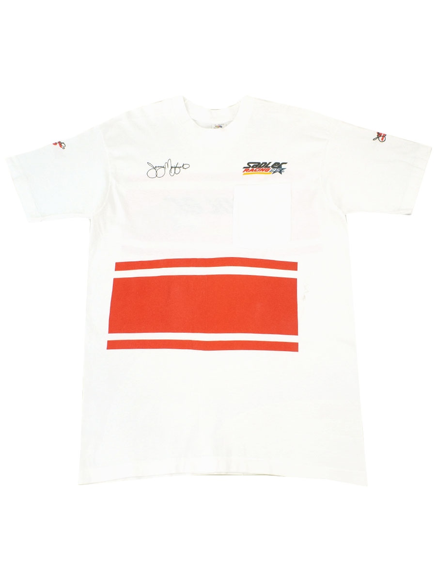 90's FRUIT OF THE LOOM ''SADLER RACING 95'' 両袖プリント ポケットTシャツ 表記(L) USA製