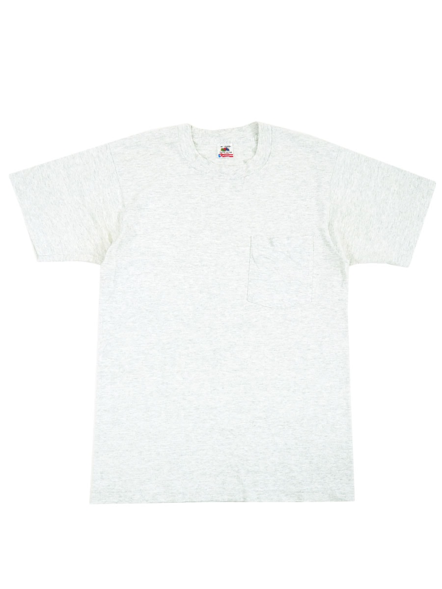 80's～ FRUIT OF THE LOOM 無地 ポケットTシャツ グレー 表記(M