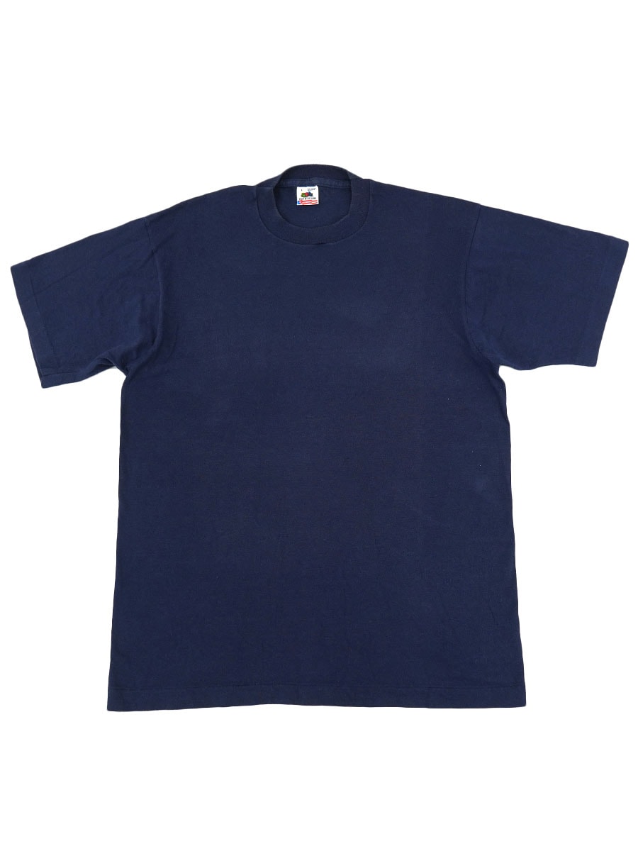 90's FRUITOFTHELOOM 無地 100%コットン Tシャツ ネイビー 表記(L) USA製