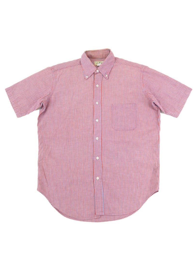 90's L.L.BEAN BLAKE シアサッカー ストライプ B.D.シャツ 表記(M) USA製