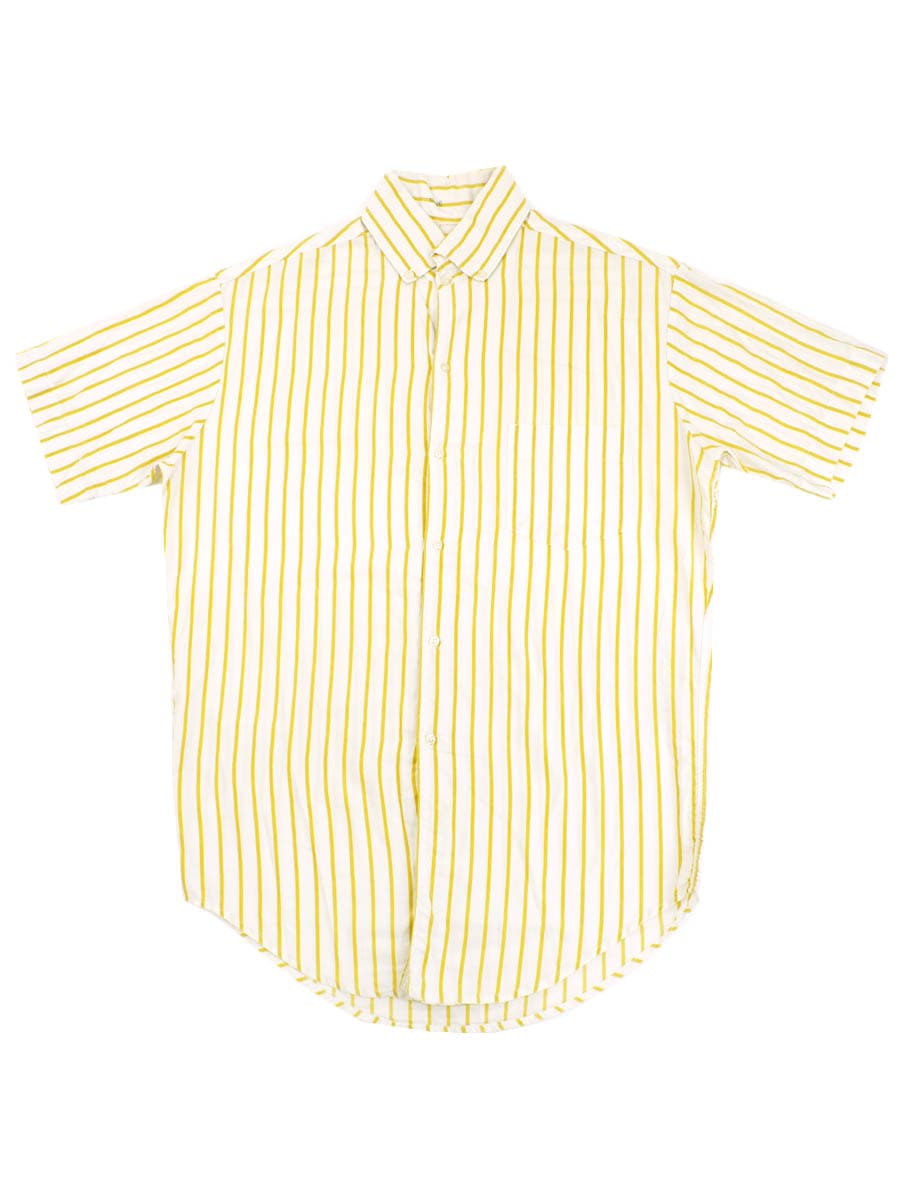 60's THE MALER HI-ROLL ストライプ柄 半袖ボタンダウンシャツ 黄×白