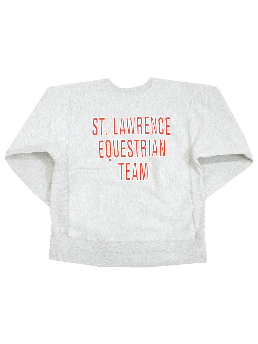 80's プリントタグ チャンピオンRW ''ST. LAWRENCE EQUESTRIAN TEAM'' 両面プリント！ 表記(XL)