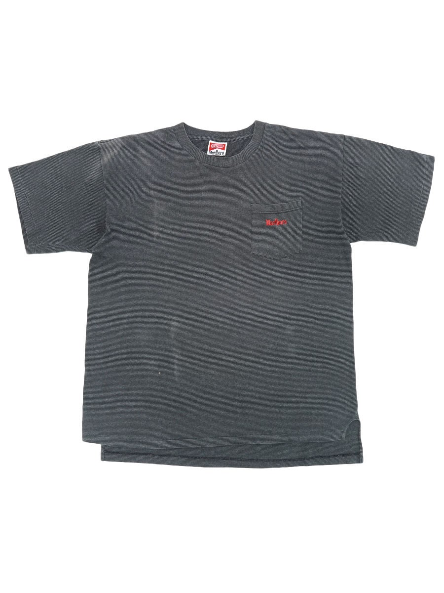 90's Marlboro ボーダー ポケットTシャツ グレー 実寸(XL位