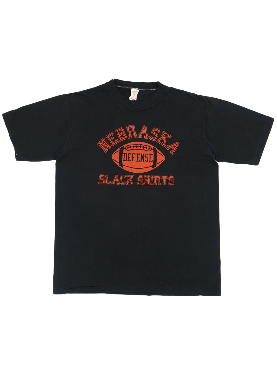 90s usa 製　Tシャツ　ブラック　黒　XL フェード　プリント　XL 90s USA製 ラッセル カレッジ 3段プリント 半袖Tシャツ 黒 XL