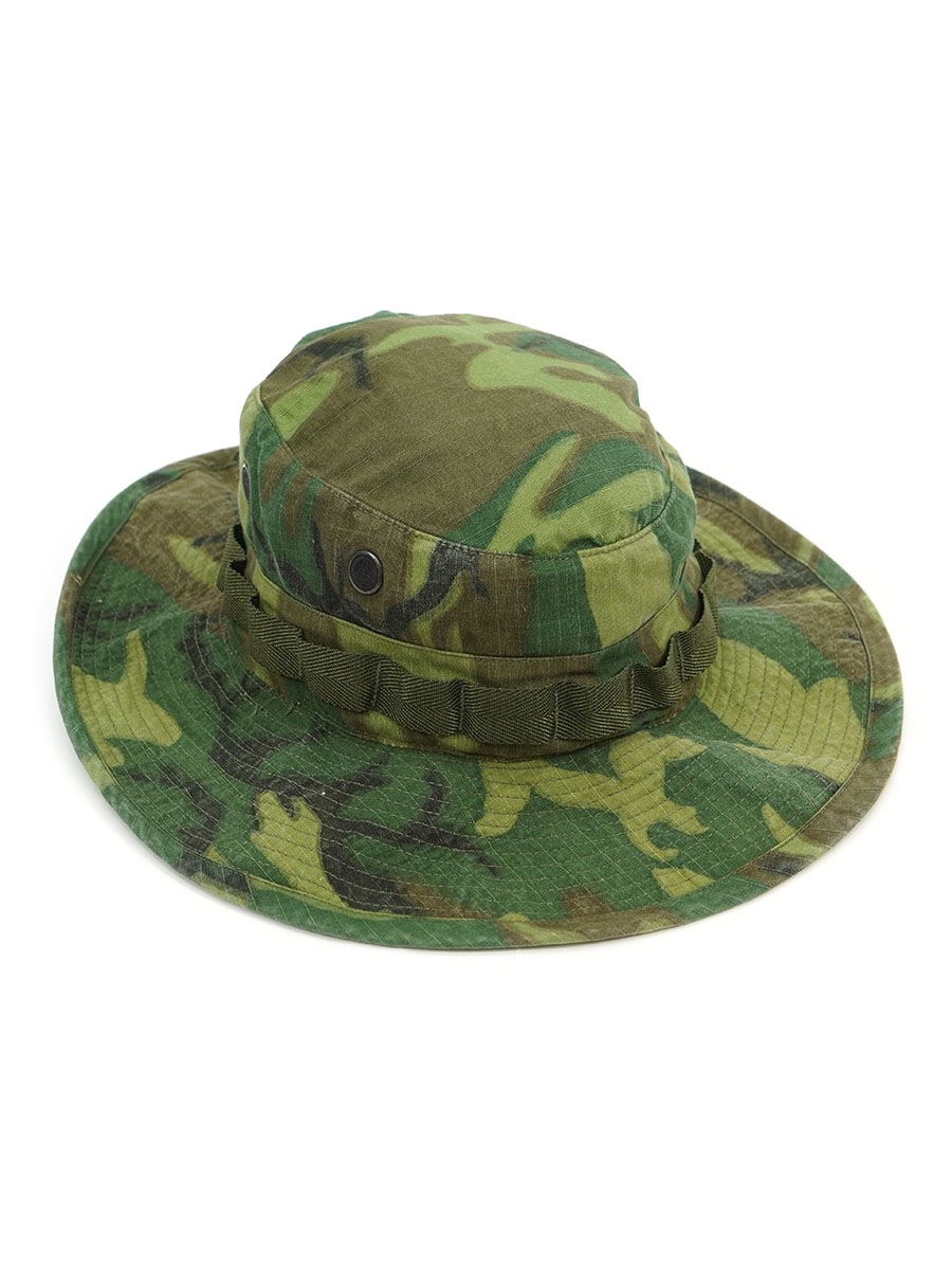 実物68年製　ERDLリーフ迷彩　ブーニーハット　ナム戦　特殊部隊　LRRP 68's U.S.ARMY リップストップ ブーニーハット ERDL 表記(7 1/8
