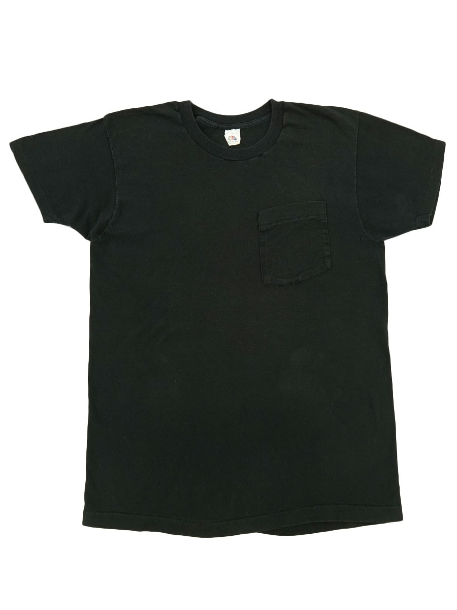 80's FRUIT OF THE LOOM 無地 100%COTTON Tシャツ 黒 表記(L)　