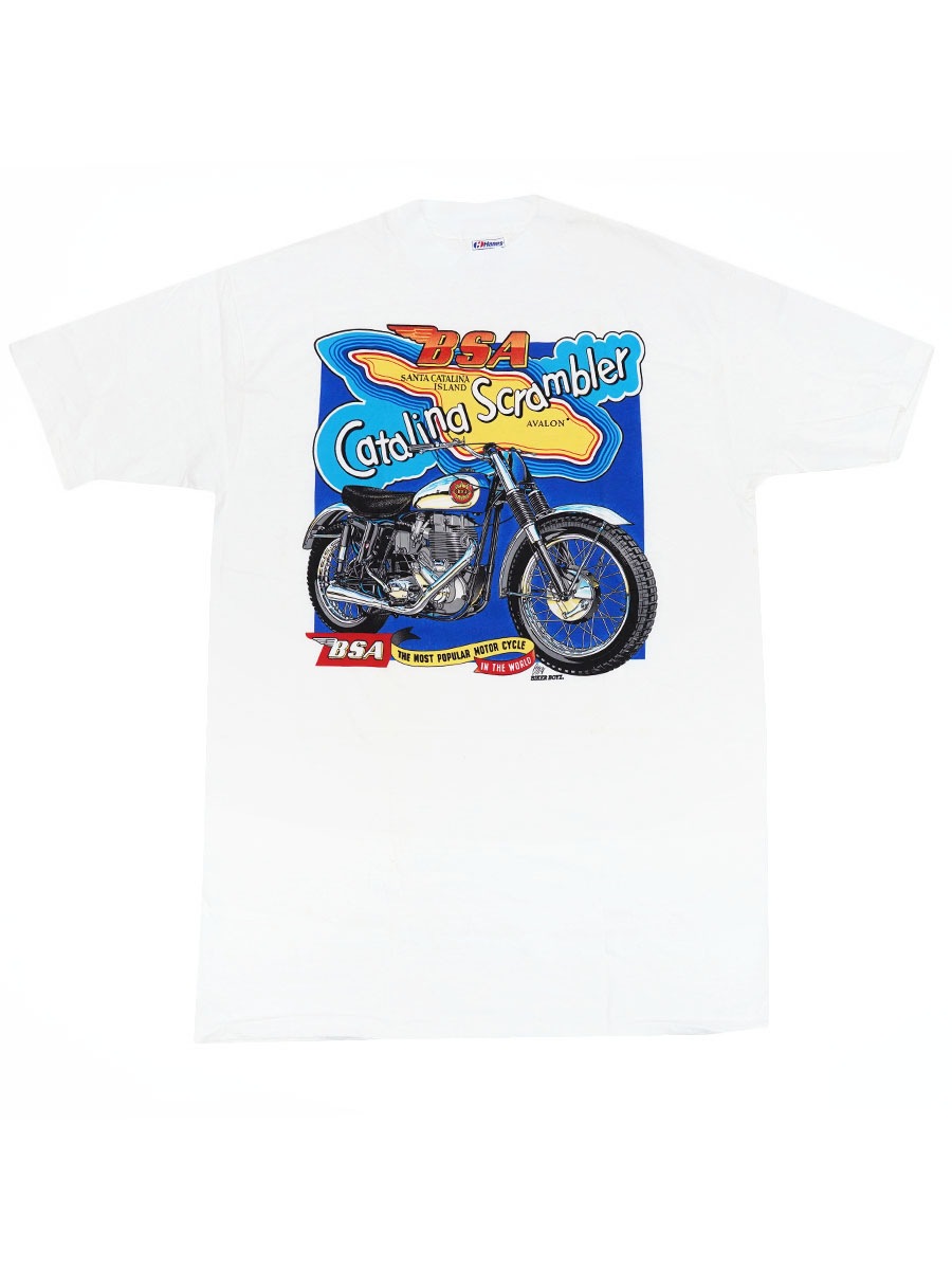 90's Hanes ''BSA/Catalina Scrambler'' 袖プリントTシャツ ホワイト 表記(XL) USA製