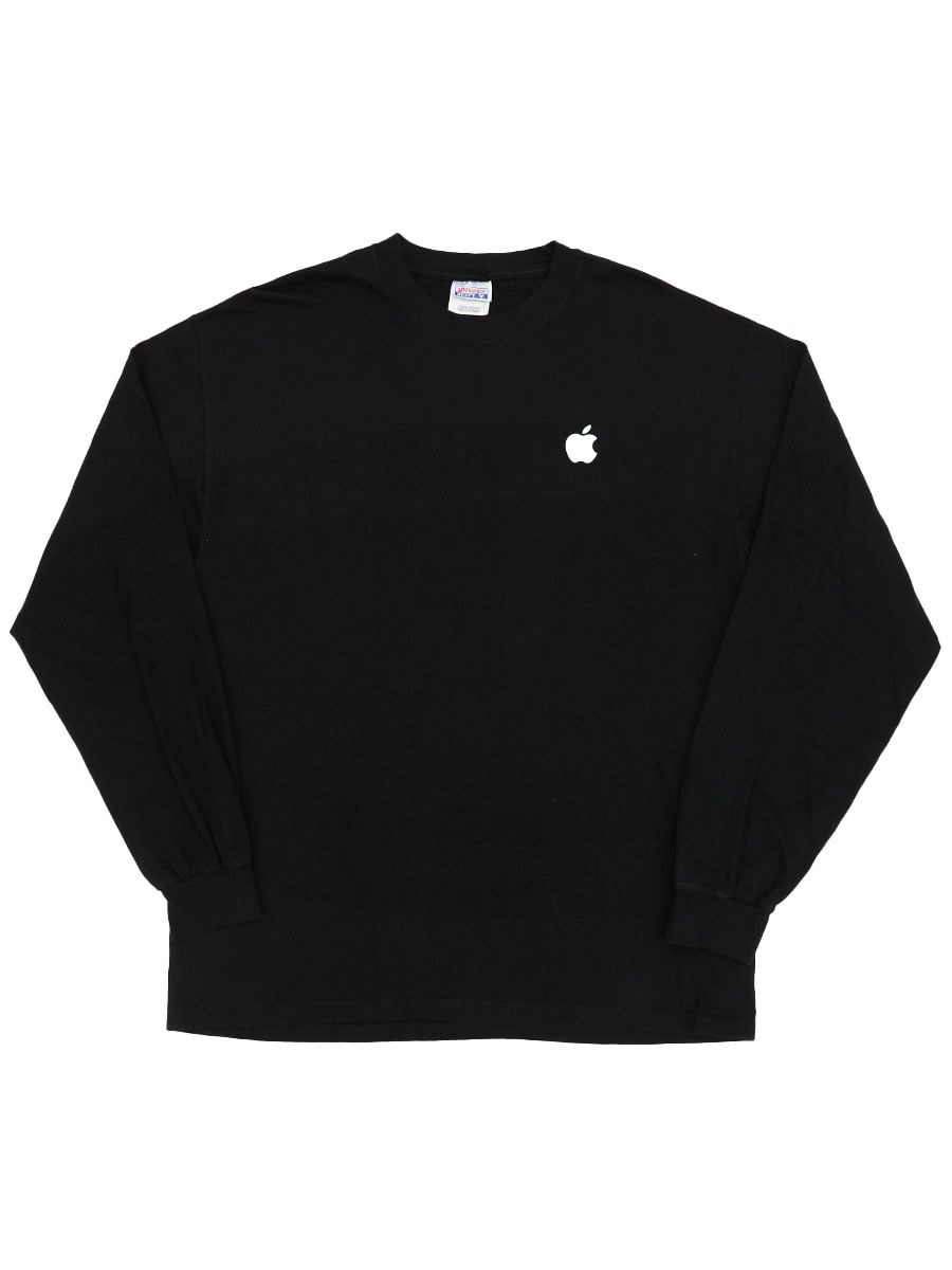 00's Hanes Apple ''Early bird special.'' 両面プリント ロングスリーブTシャツ ブラック 表記(L)