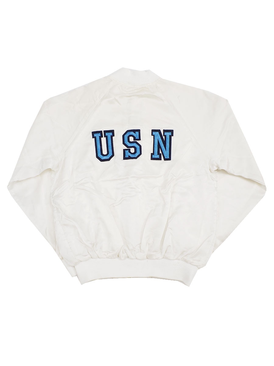 80's～ SOFFE ''USN'' サテンスタジャン ホワイト 表記(M) USA製　