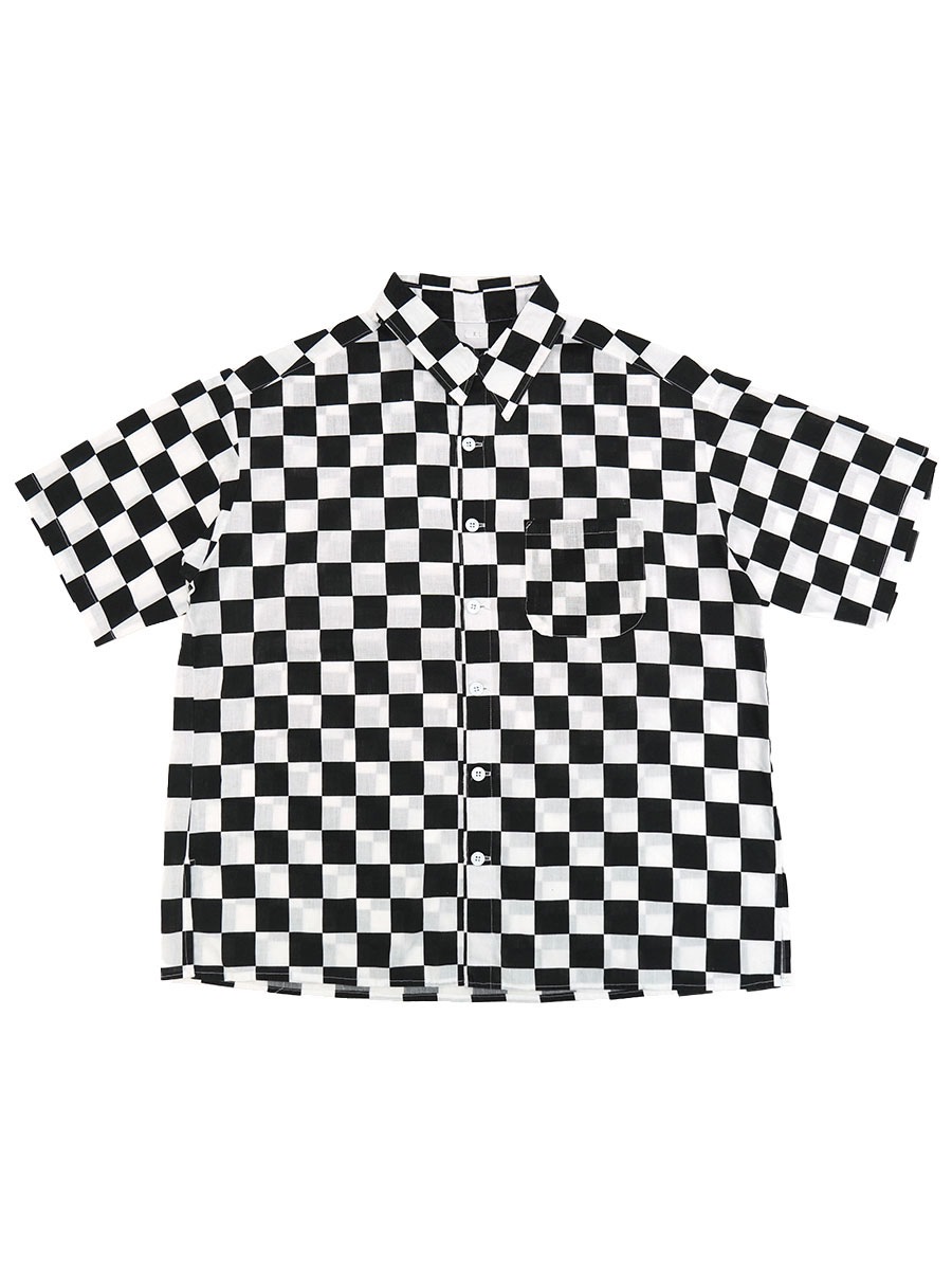 80's～ 白黒チェッカー 半袖シャツ 表記(XL) | SOLD OUT | | BerBerJin