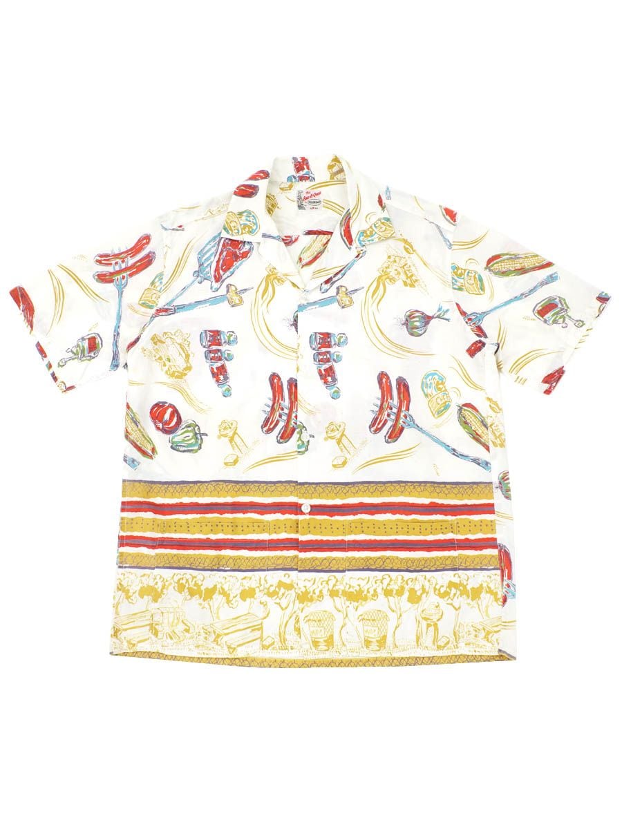 スペシャル 超美品 50s BBQシャツ バーベキューシャツ 50's The BAR-B-QUER by PILGRIM ループカラー バーベキュー柄