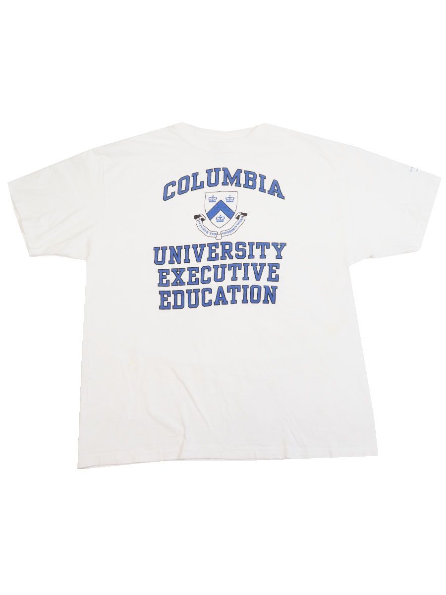 90's Hanes ''COLUMBIA'' 袖プリント Tシャツ ホワイト 表記(XL) USA製