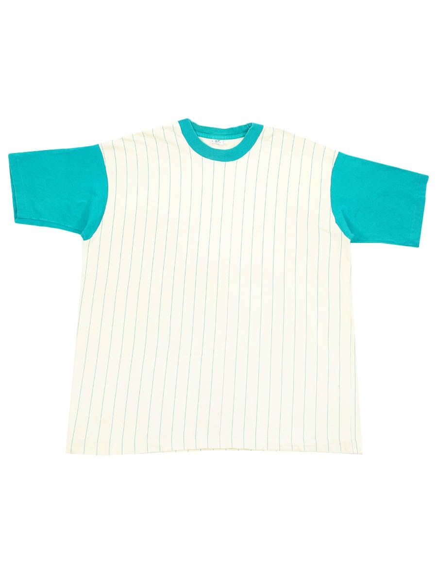 90's～ FRUIT OF THE LOOM ストライプ柄 2トーン切り替えTシャツ  表記(XL)