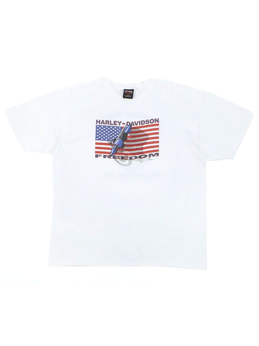 00's HARLEY-DAVISON ''FREEDOM'' 両面プリント Tシャツ ホワイト 表記(XL) USA製
