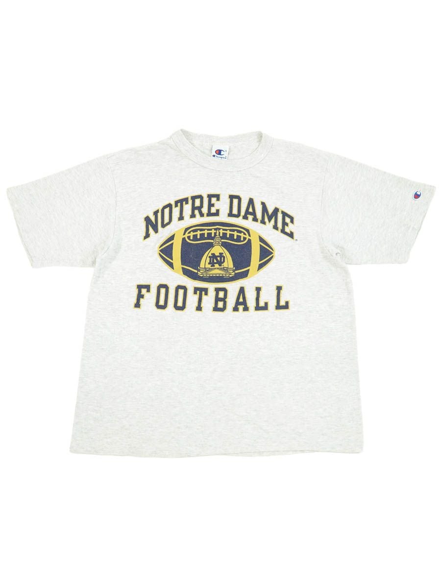 90's 青刺繍タグ チャンピオン ''NOTRE DAME FOOTBALL'' 3段プリント T