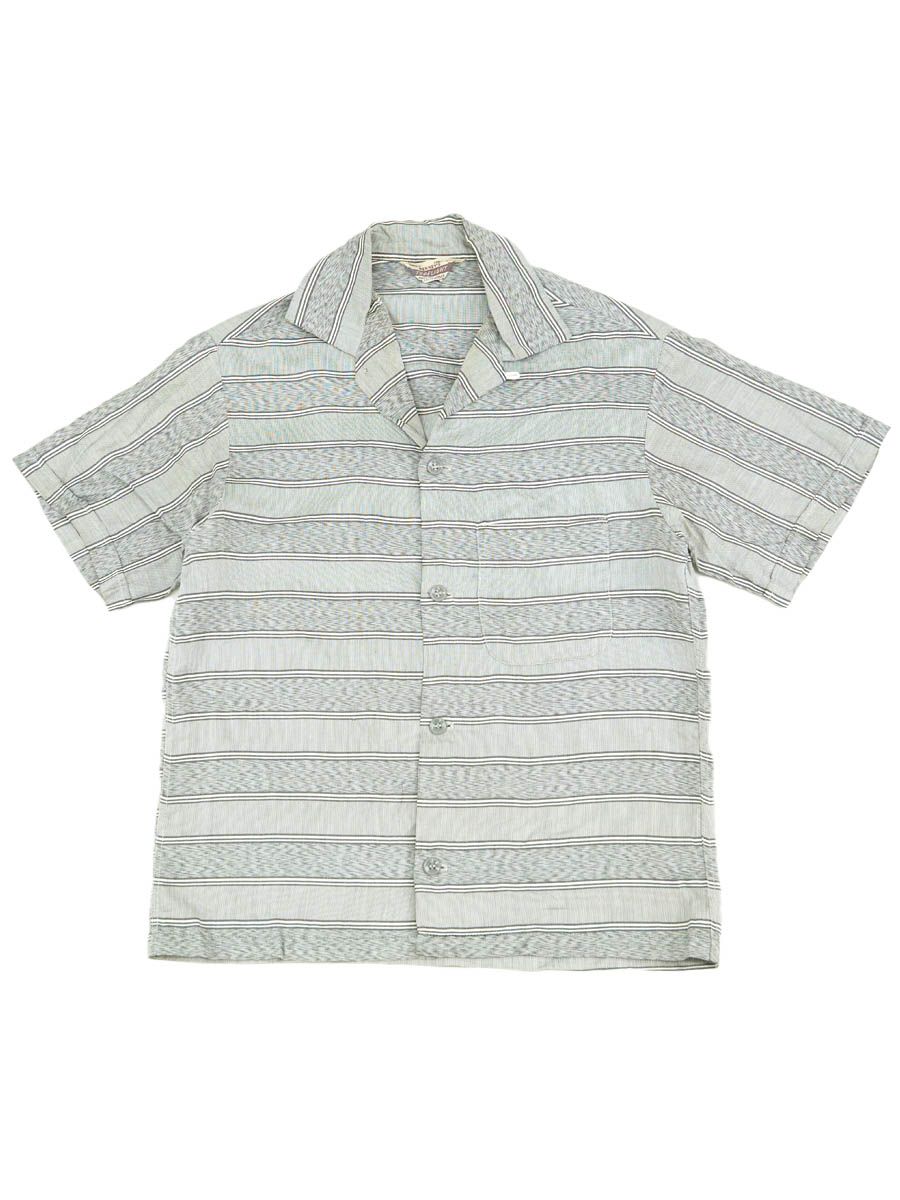 50's PENNEY'S TOPFLIGHT ループカラー ボーダー柄 半袖シャツ 表記(S)