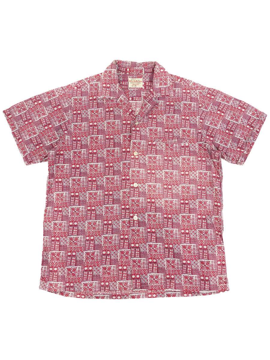 60's Richman BROTHERS ループカラー 総柄 半袖シャツ 表記(M)