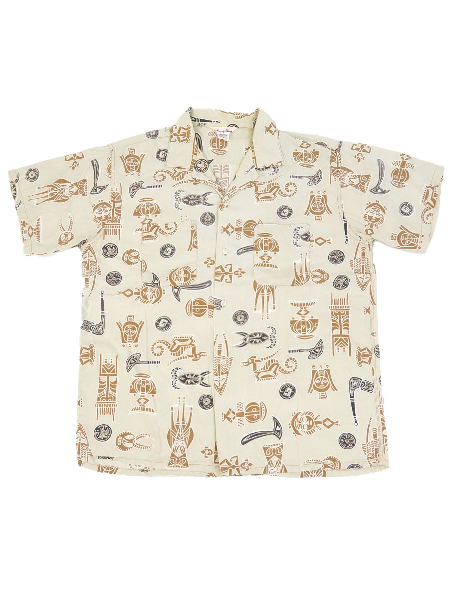 60's Mamo of Hawaii ループカラー 総柄 ショートスリーブシャツ 表記(L)