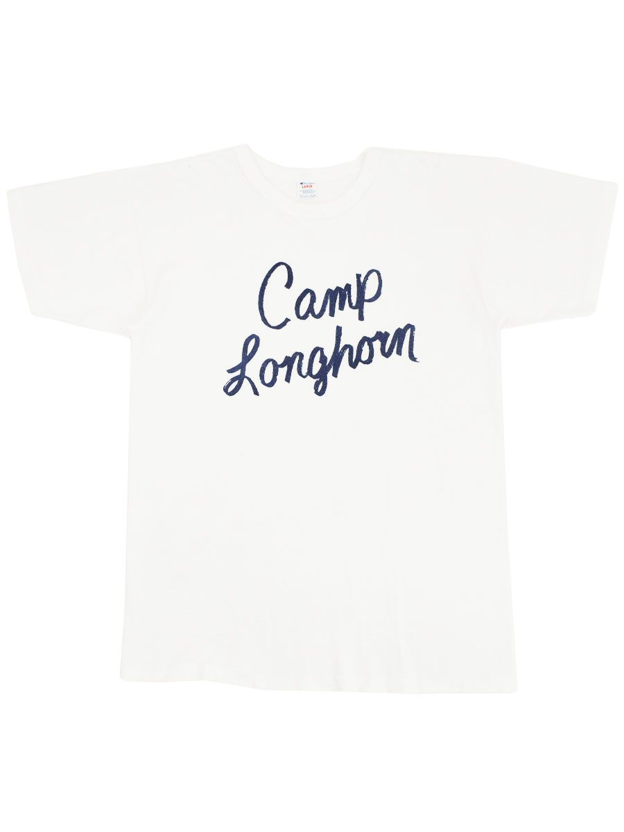 80's トリコタグ チャンピオン ''Camp Longhorn'' 染み込みプリント Tシャツ ホワイト 表記(L) USA製