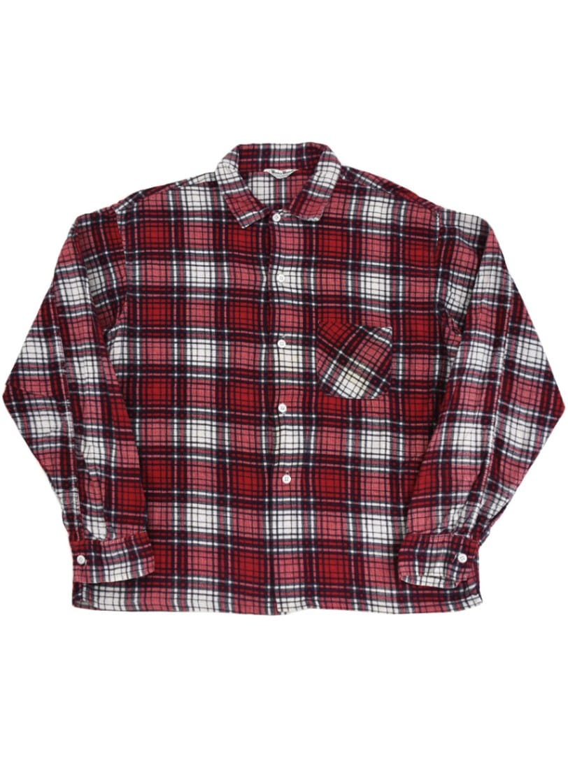 60's Wash's Wear 好配色チェック 3点留め プリントフランネルシャツ