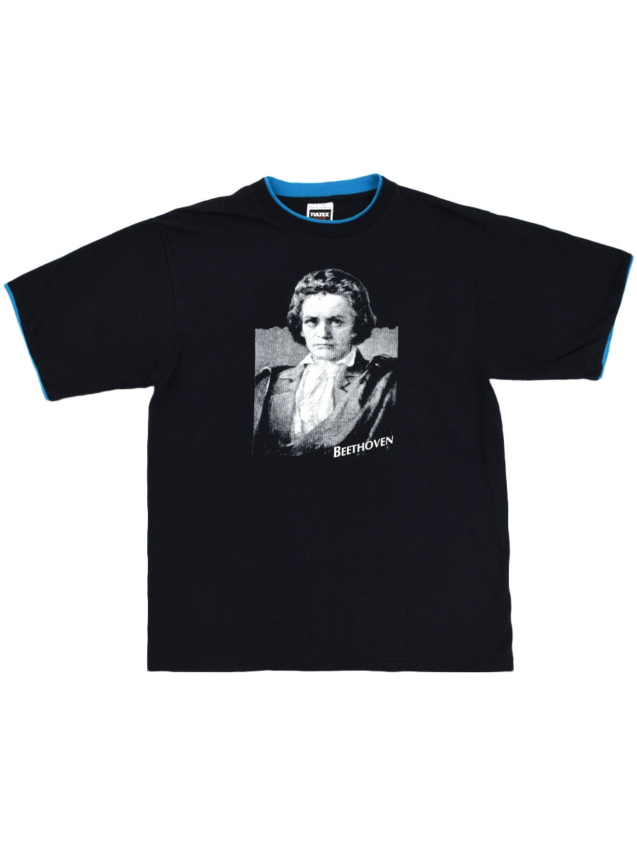 90's TULTEX 首二重リブ 袖Wフェイス ''BEETHOVEN'' 両面プリント Tシャツ 表記(L) USA製