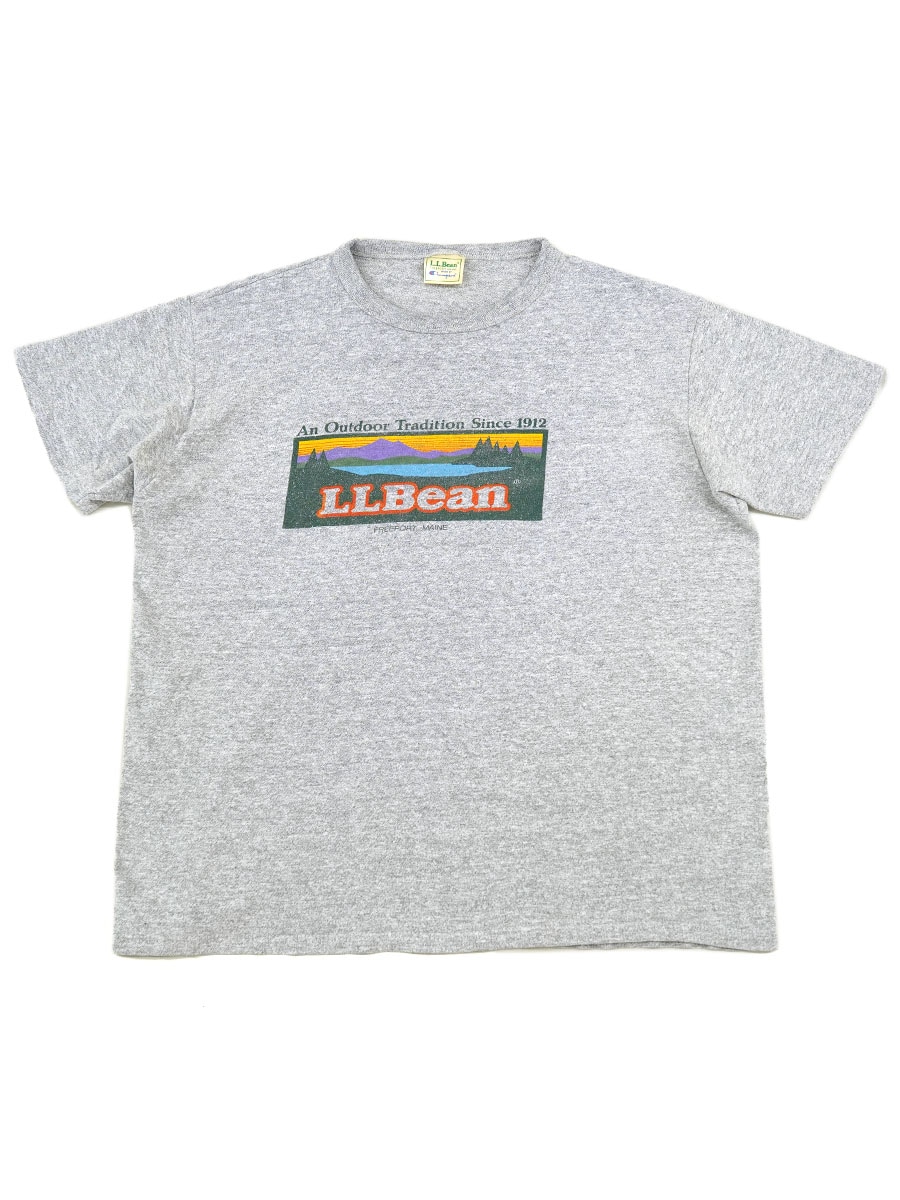 80's L.L.Bean×Champion カタディンロゴ 霜降りTシャツ 表記(L)