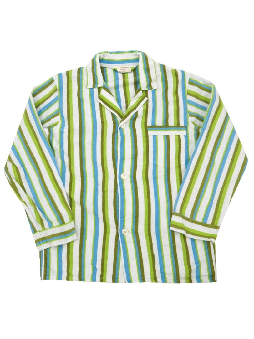 60's～ WELDON ランダムストライプ柄 ロングスリーブ スリーピングシャツ 表記(S)