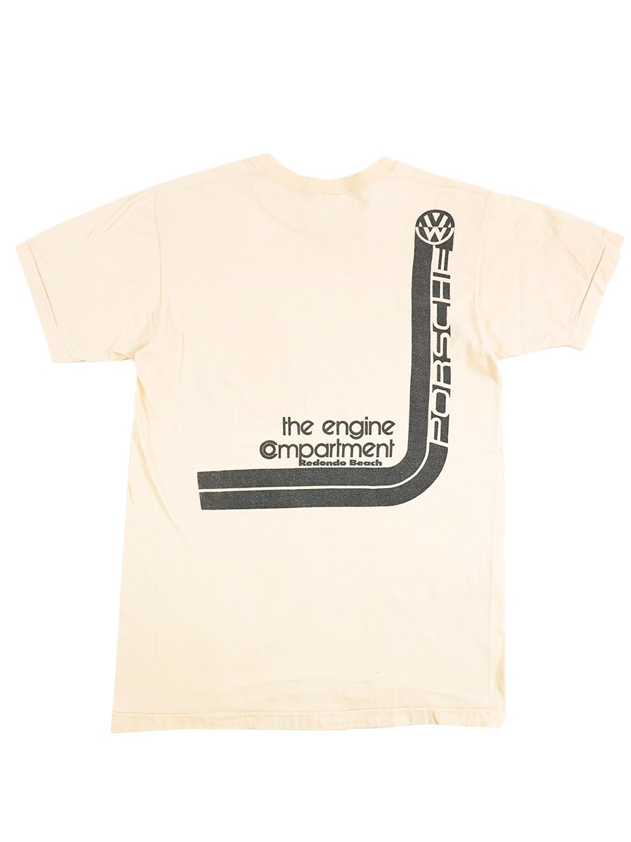 70's TOWNCRAFT ''PORSCHE'' バックプリント ポケットTシャツ ヌードベージュ 表記(M)