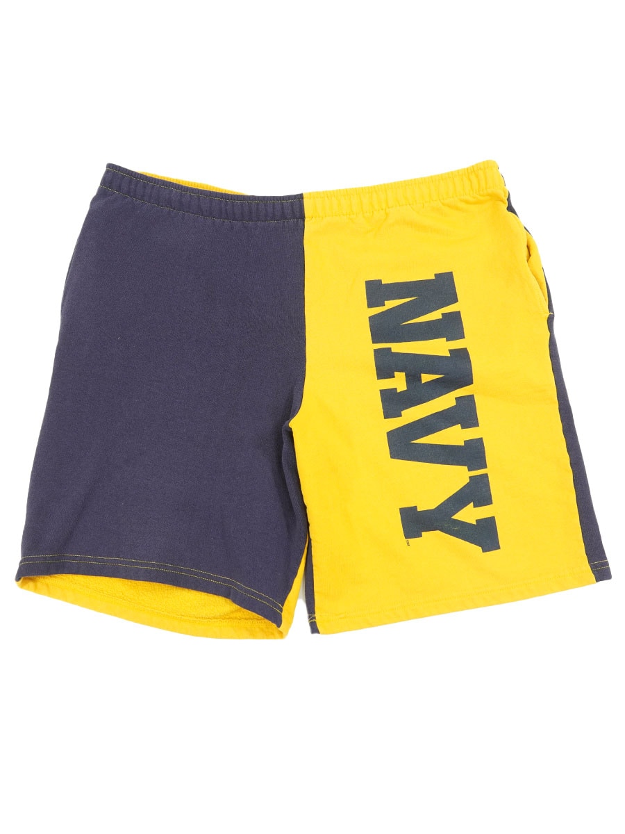 80's Classic ''NAVY'' 切り替え 両面プリント ショーツ 表記(XL) USA製