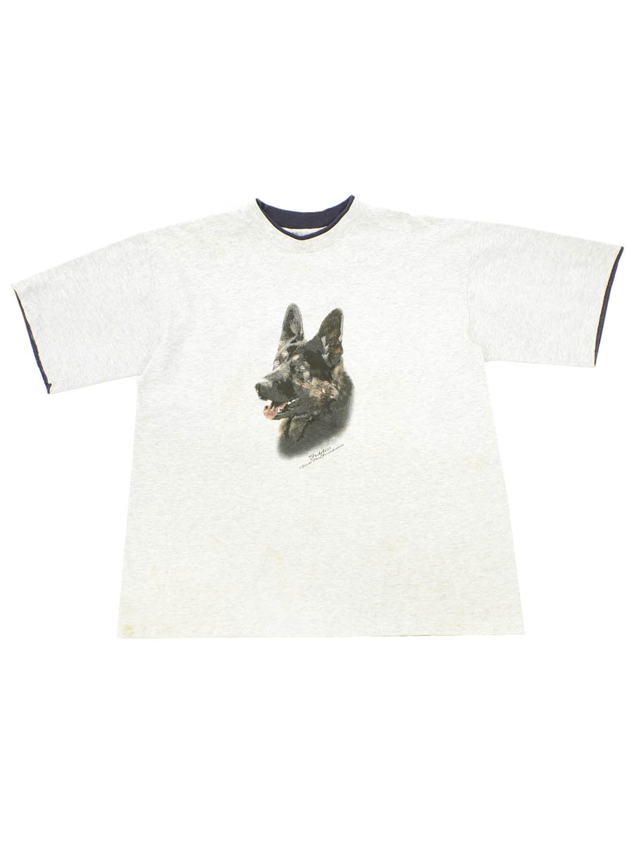 90's BELTON 首二重リブ 袖Wフェイス ''ジャーマンシェパード'' Tシャツ 表記(XL) USA製