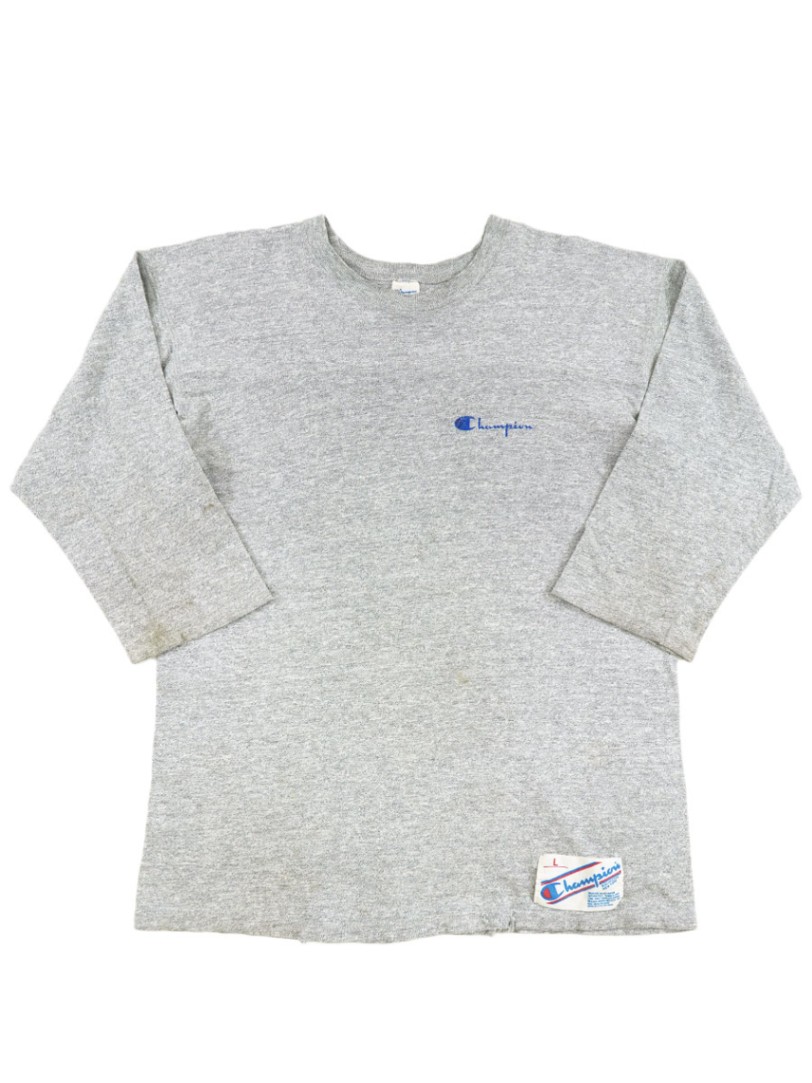 80's トリコタグ チャンピオン スクリプトロゴ フットボールTシャツ 表記(L)