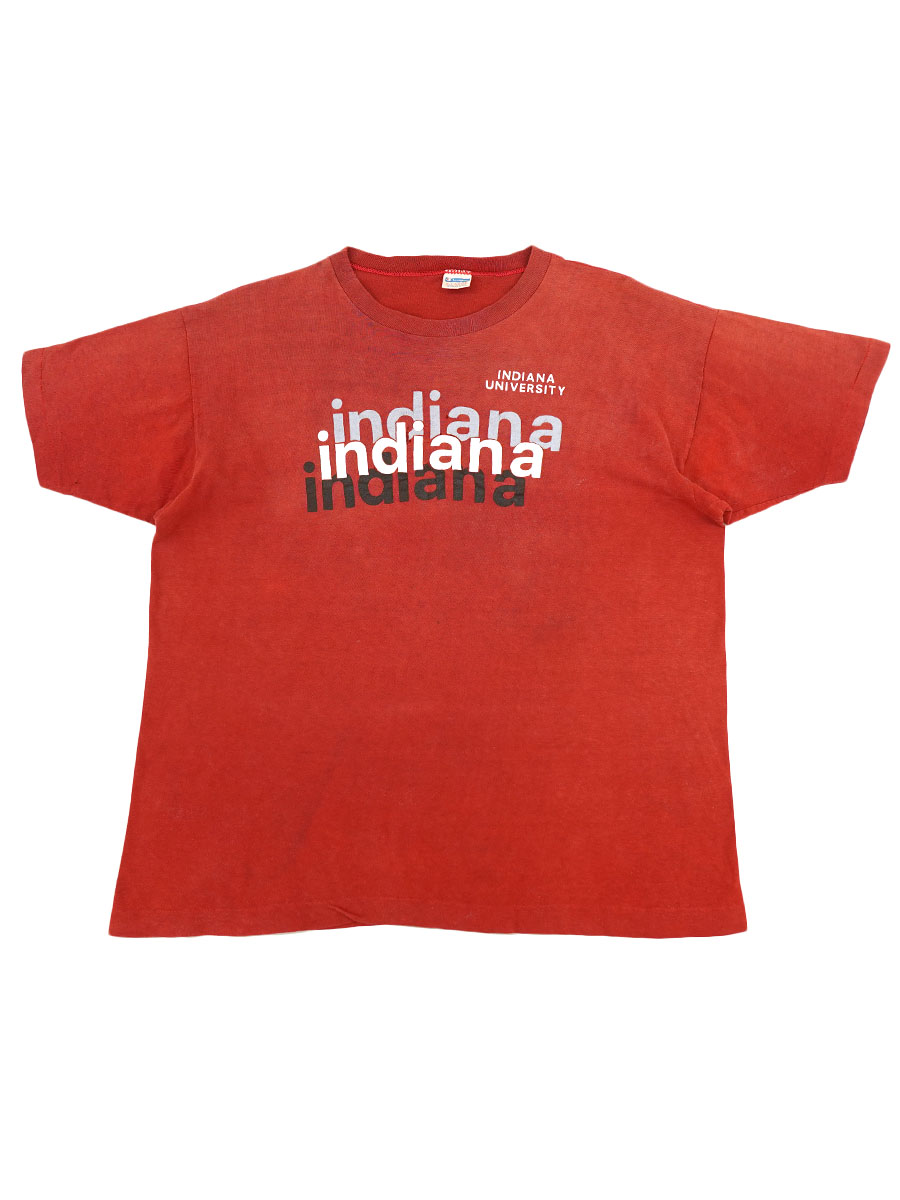 70's バータグ チャンピオン ''INDIANA'' 連ロゴ 100%コットンTシャツ 表記(XL)