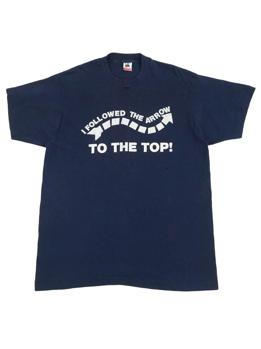 90's FRUIT OF THE LOOM ''I FOLLOWED THE ARROW TO THE TOP!'' Tシャツ 表記(XL)