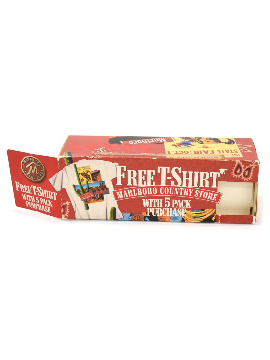 90's FRUIT OF THE LOOM ''Marlboro'' 両面プリント ポケットTシャツ ホワイト 表記(XL) USA製 箱付きDEAD